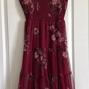 Baltic Born Burgundy Floral Midi Dress